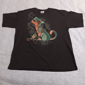 Vintage Karani Art Shirt Mens Black Mexican Jaguar Logo Graphic Puff Paint XL